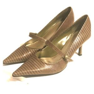 Olive Green Snakeskin heels - never worn -like new